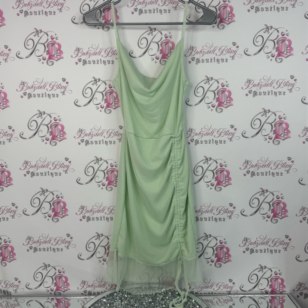 PrettyLittleThing dress cinched cinching mint Light Green Mini Dress